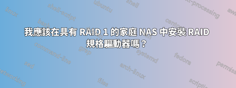 我應該在具有 RAID 1 的家庭 NAS 中安裝 RAID 規格驅動器嗎？