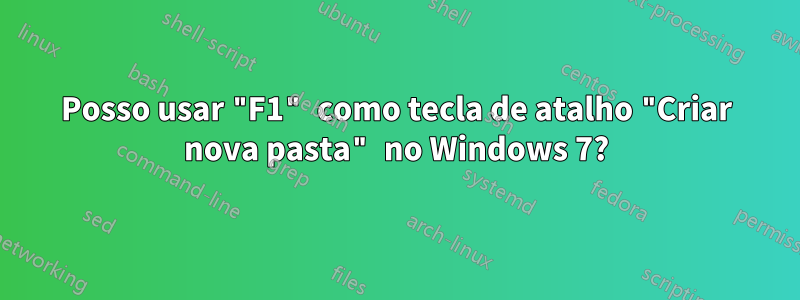 Posso usar "F1" como tecla de atalho "Criar nova pasta" no Windows 7?