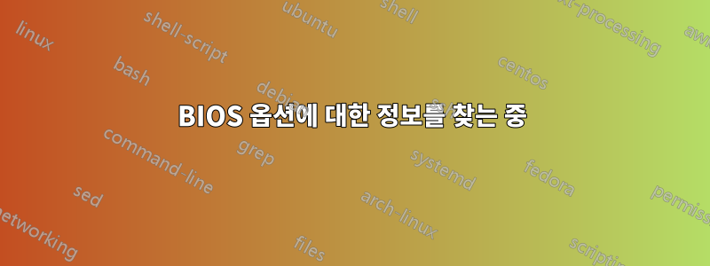 BIOS 옵션에 대한 정보를 찾는 중