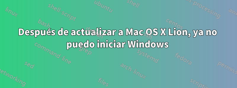 Después de actualizar a Mac OS X Lion, ya no puedo iniciar Windows