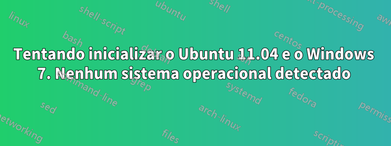 Tentando inicializar o Ubuntu 11.04 e o Windows 7. Nenhum sistema operacional detectado