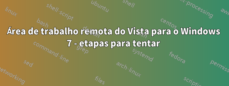 Área de trabalho remota do Vista para o Windows 7 - etapas para tentar