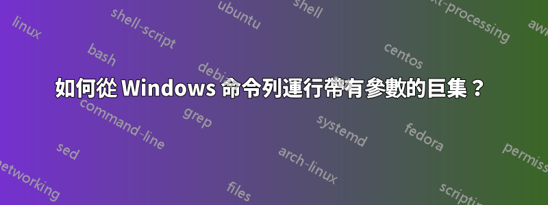 如何從 Windows 命令列運行帶有參數的巨集？