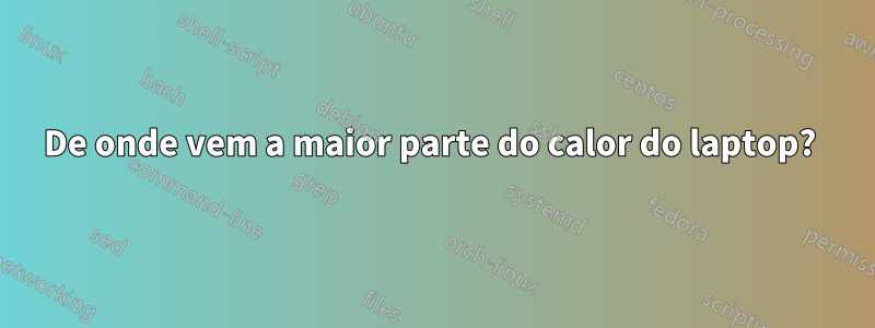 De onde vem a maior parte do calor do laptop? 