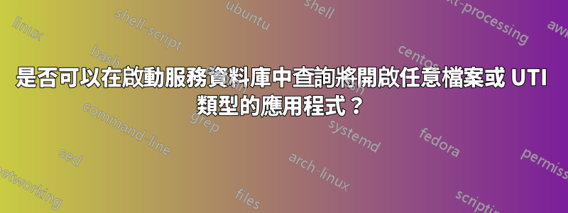 是否可以在啟動服務資料庫中查詢將開啟任意檔案或 UTI 類型的應用程式？