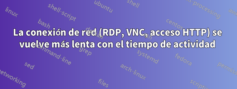 La conexión de red (RDP, VNC, acceso HTTP) se vuelve más lenta con el tiempo de actividad