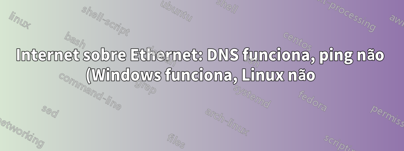 Internet sobre Ethernet: DNS funciona, ping não (Windows funciona, Linux não)