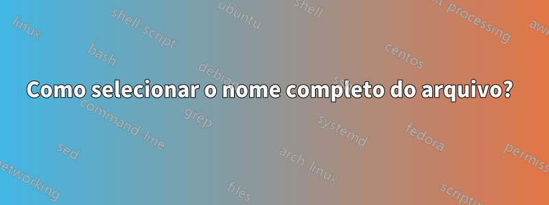Como selecionar o nome completo do arquivo? 