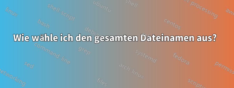 Wie wähle ich den gesamten Dateinamen aus? 