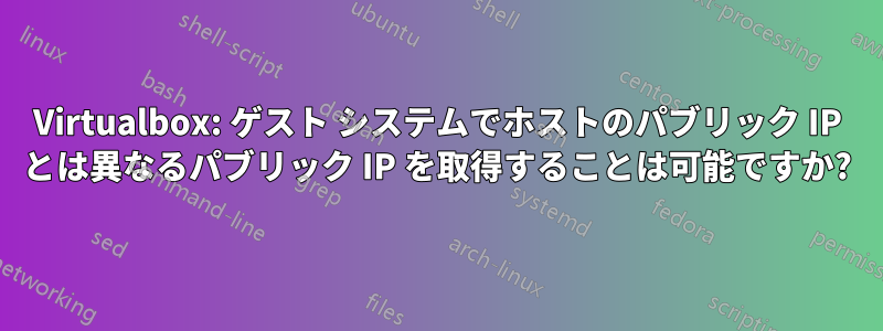 Virtualbox: ゲスト システムでホストのパブリック IP とは異なるパブリック IP を取得することは可能ですか?