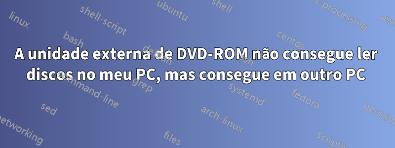 A unidade externa de DVD-ROM não consegue ler discos no meu PC, mas consegue em outro PC