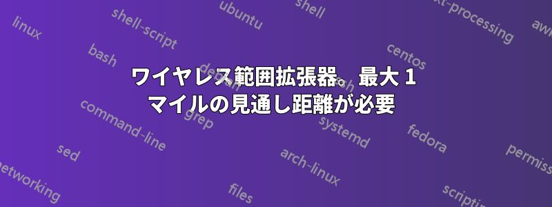 ワイヤレス範囲拡張器。最大 1 マイルの見通し距離が必要 