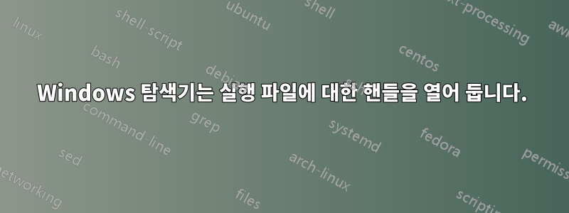 Windows 탐색기는 실행 파일에 대한 핸들을 열어 둡니다.