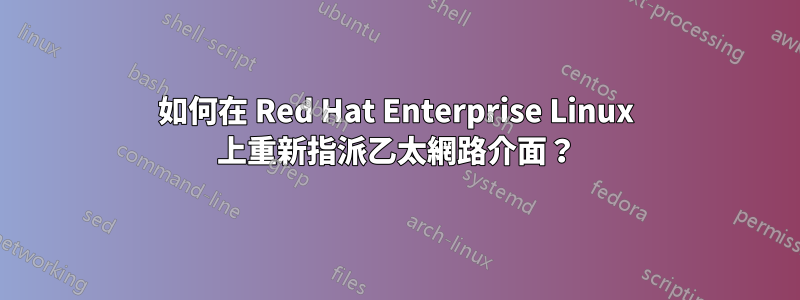 如何在 Red Hat Enterprise Linux 上重新指派乙太網路介面？