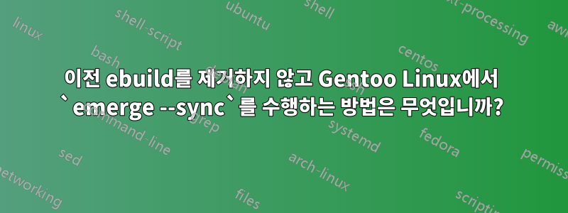 이전 ebuild를 제거하지 않고 Gentoo Linux에서 `emerge --sync`를 수행하는 방법은 무엇입니까?