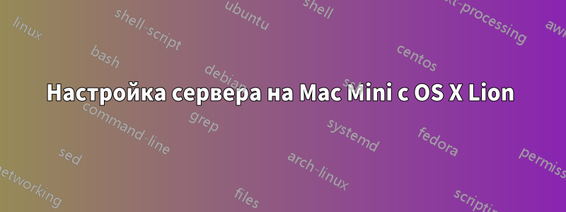 Настройка сервера на Mac Mini с OS X Lion