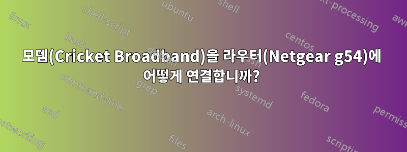 모뎀(Cricket Broadband)을 라우터(Netgear g54)에 어떻게 연결합니까?