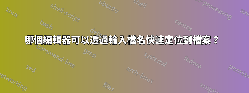 哪個編輯器可以透過輸入檔名快速定位到檔案？ 