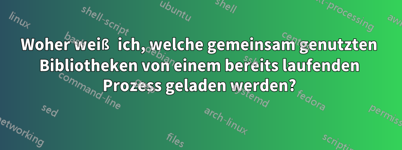 Woher weiß ich, welche gemeinsam genutzten Bibliotheken von einem bereits laufenden Prozess geladen werden?