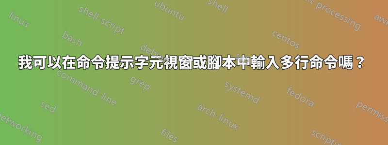 我可以在命令提示字元視窗或腳本中輸入多行命令嗎？