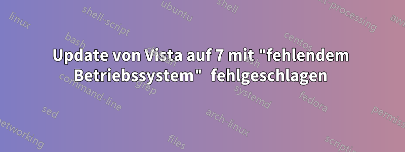 Update von Vista auf 7 mit "fehlendem Betriebssystem" fehlgeschlagen