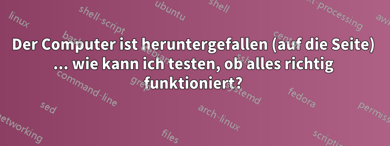 Der Computer ist heruntergefallen (auf die Seite) ... wie kann ich testen, ob alles richtig funktioniert?