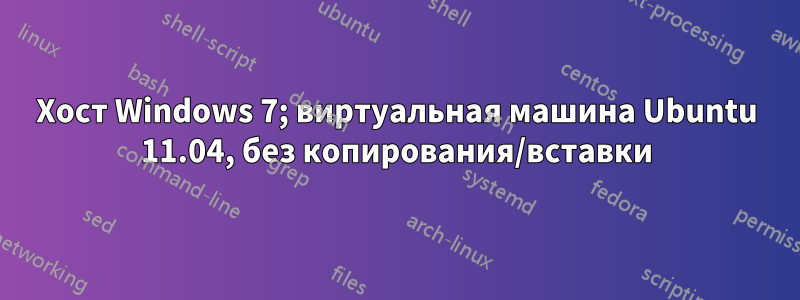 Хост Windows 7; виртуальная машина Ubuntu 11.04, без копирования/вставки