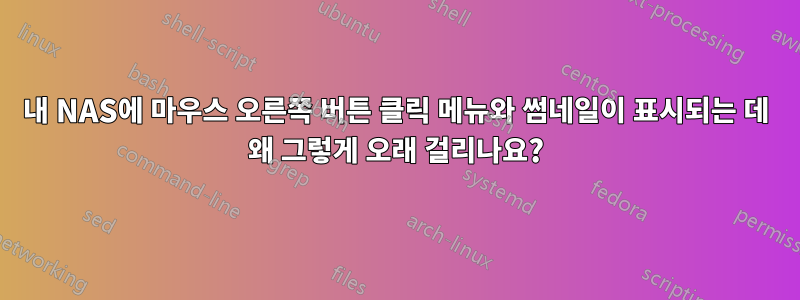 내 NAS에 마우스 오른쪽 버튼 클릭 메뉴와 썸네일이 표시되는 데 왜 그렇게 오래 걸리나요?