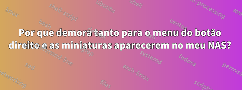 Por que demora tanto para o menu do botão direito e as miniaturas aparecerem no meu NAS?