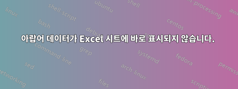 아랍어 데이터가 Excel 시트에 바로 표시되지 않습니다.