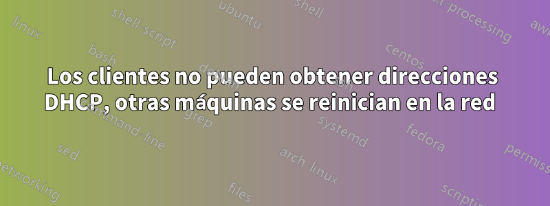 Los clientes no pueden obtener direcciones DHCP, otras máquinas se reinician en la red 