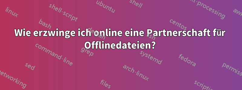 Wie erzwinge ich online eine Partnerschaft für Offlinedateien?