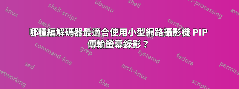 哪種編解碼器最適合使用小型網路攝影機 PIP 傳輸螢幕錄影？