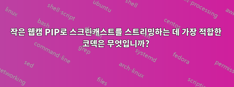 작은 웹캠 PIP로 스크린캐스트를 스트리밍하는 데 가장 적합한 코덱은 무엇입니까?