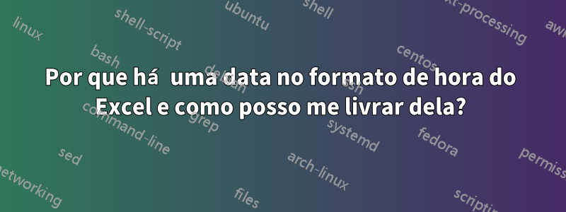 Por que há uma data no formato de hora do Excel e como posso me livrar dela?