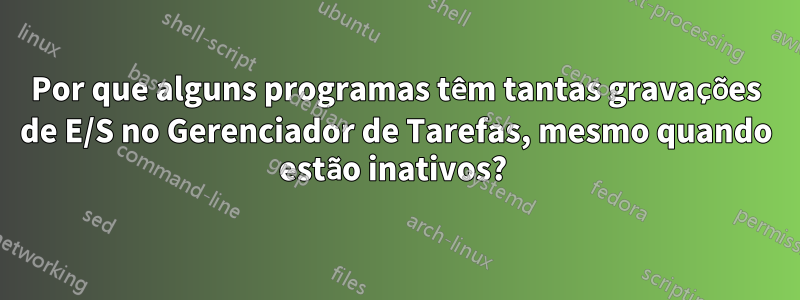 Por que alguns programas têm tantas gravações de E/S no Gerenciador de Tarefas, mesmo quando estão inativos? 