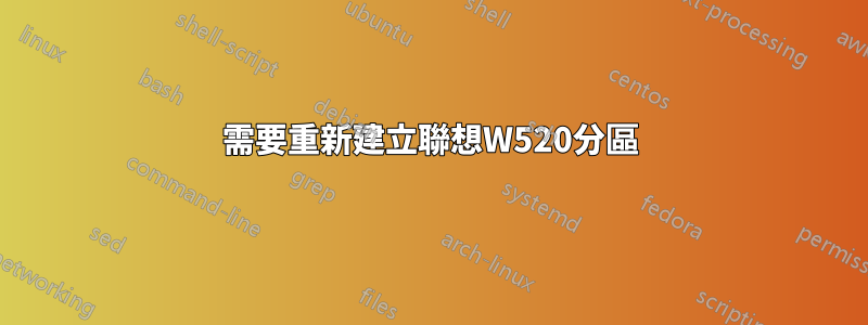 需要重新建立聯想W520分區