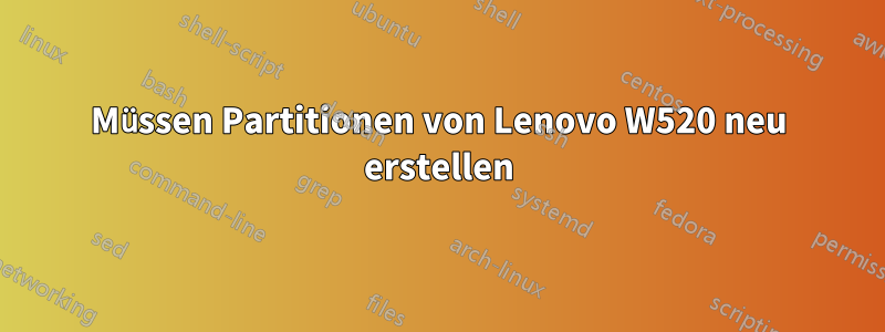 Müssen Partitionen von Lenovo W520 neu erstellen