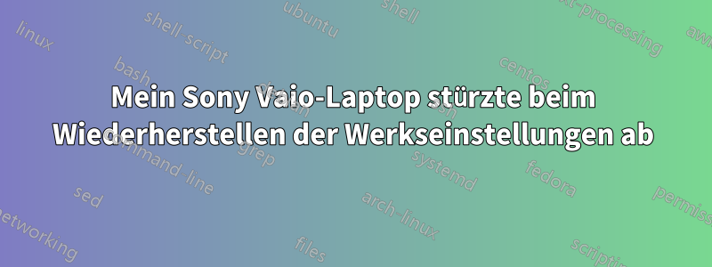 Mein Sony Vaio-Laptop stürzte beim Wiederherstellen der Werkseinstellungen ab