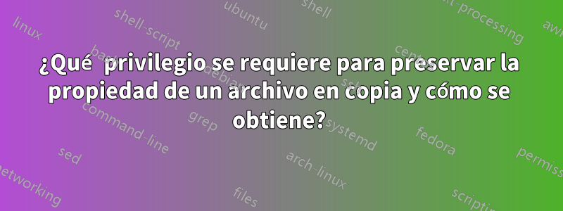 ¿Qué privilegio se requiere para preservar la propiedad de un archivo en copia y cómo se obtiene?