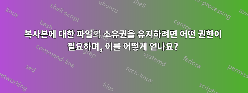 복사본에 대한 파일의 소유권을 유지하려면 어떤 권한이 필요하며, 이를 어떻게 얻나요?