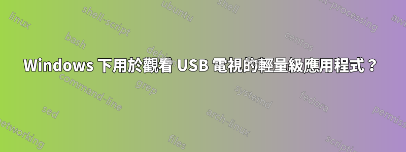 Windows 下用於觀看 USB 電視的輕量級應用程式？