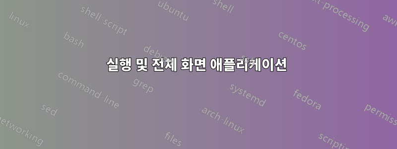 실행 및 전체 화면 애플리케이션