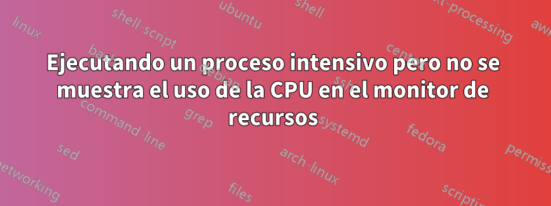 Ejecutando un proceso intensivo pero no se muestra el uso de la CPU en el monitor de recursos