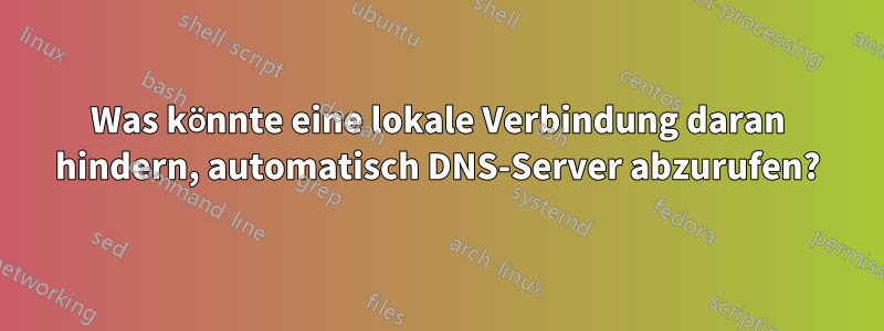 Was könnte eine lokale Verbindung daran hindern, automatisch DNS-Server abzurufen?