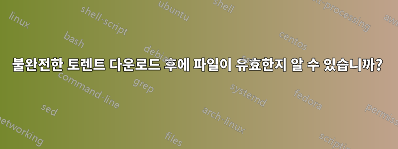 불완전한 토렌트 다운로드 후에 파일이 유효한지 알 수 있습니까?