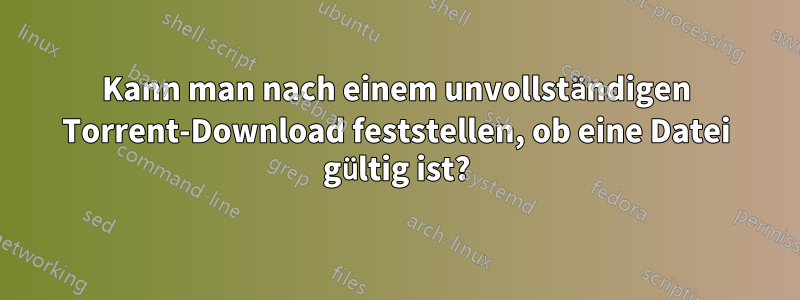 Kann man nach einem unvollständigen Torrent-Download feststellen, ob eine Datei gültig ist?