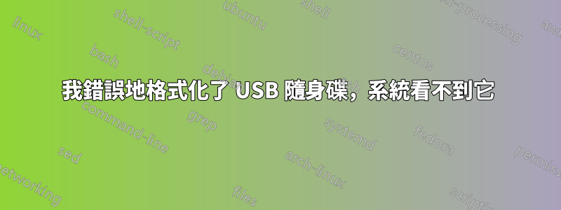 我錯誤地格式化了 USB 隨身碟，系統看不到它