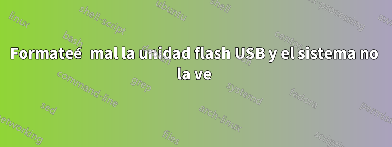 Formateé mal la unidad flash USB y el sistema no la ve