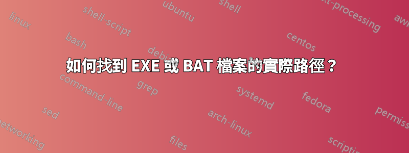 如何找到 EXE 或 BAT 檔案的實際路徑？